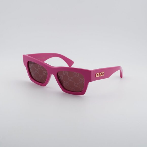 Gucci GG1835S 004 Sunglasses Fucsia Square Frame, Red with GG Pattern Lenses main image 8